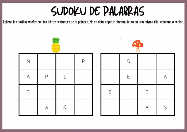 Sudoku de palabras.