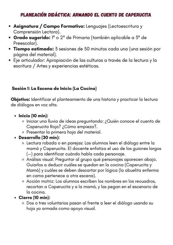 Armando el cuento de Caperucita