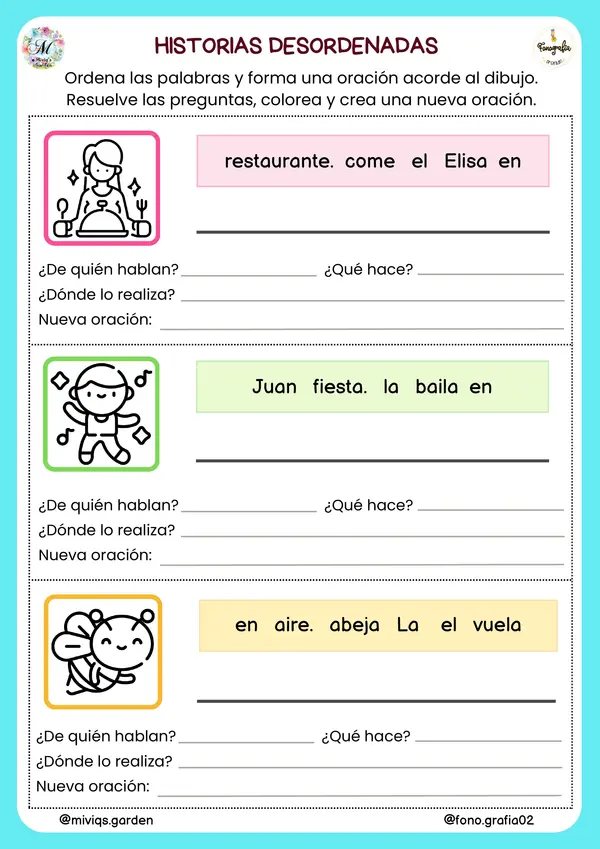 Historias Desordenadas (Ordena, responde y crea)