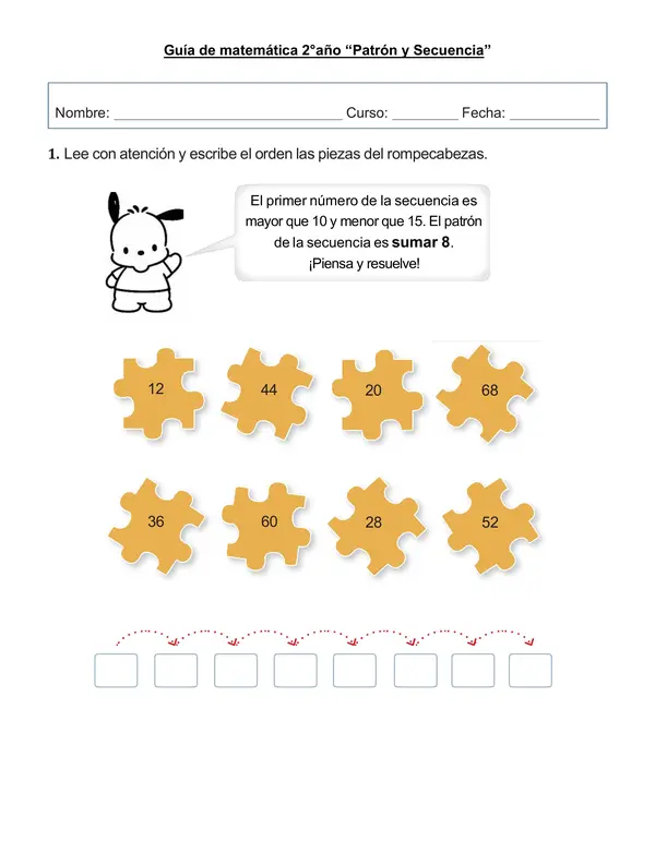 Guía matemática 2° año "Patrón y secuencia"