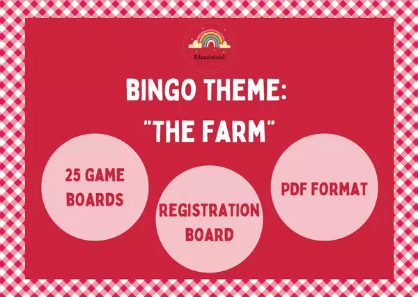 Bingo temática: la granja en inglés