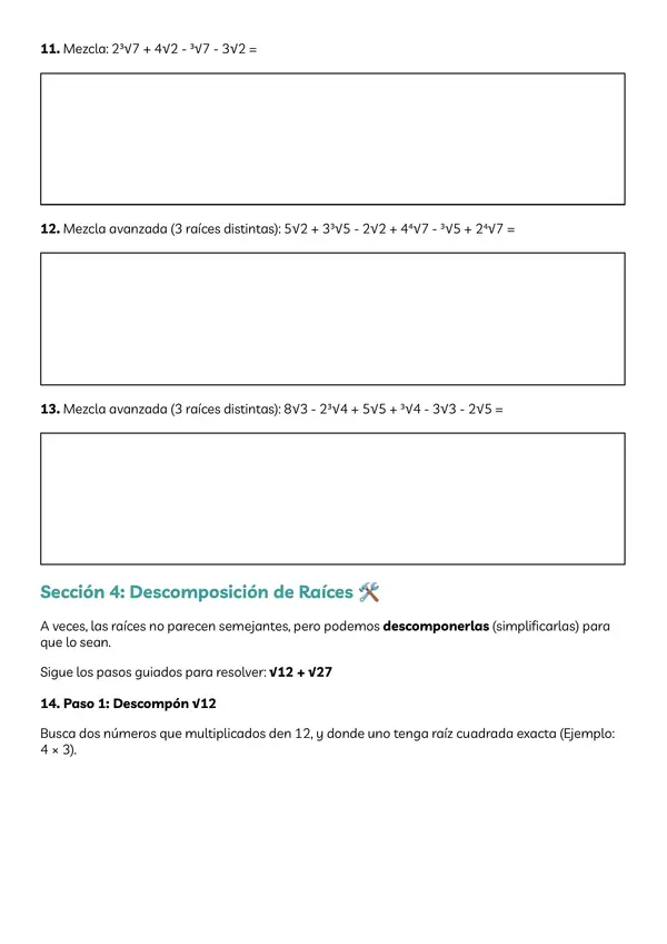 Suma y resta raíces enésimas 