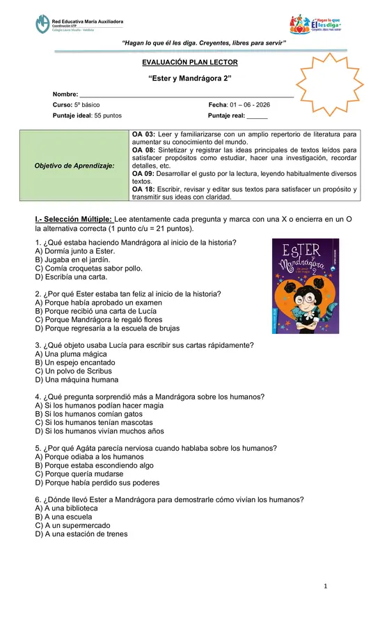 Prueba Plan Lector "Ester y Mandragora 2"