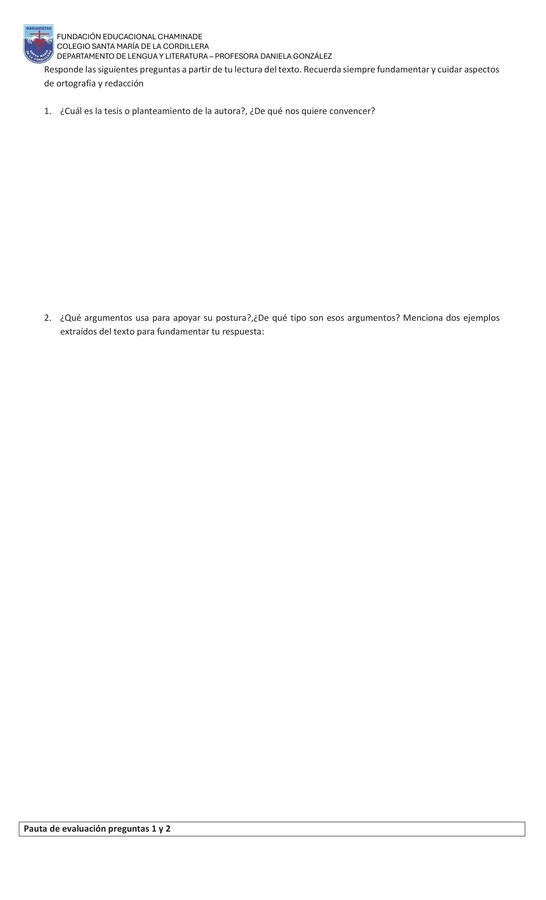 Electivo de argumentación y Participación - comprensión lectora y análisis de texto