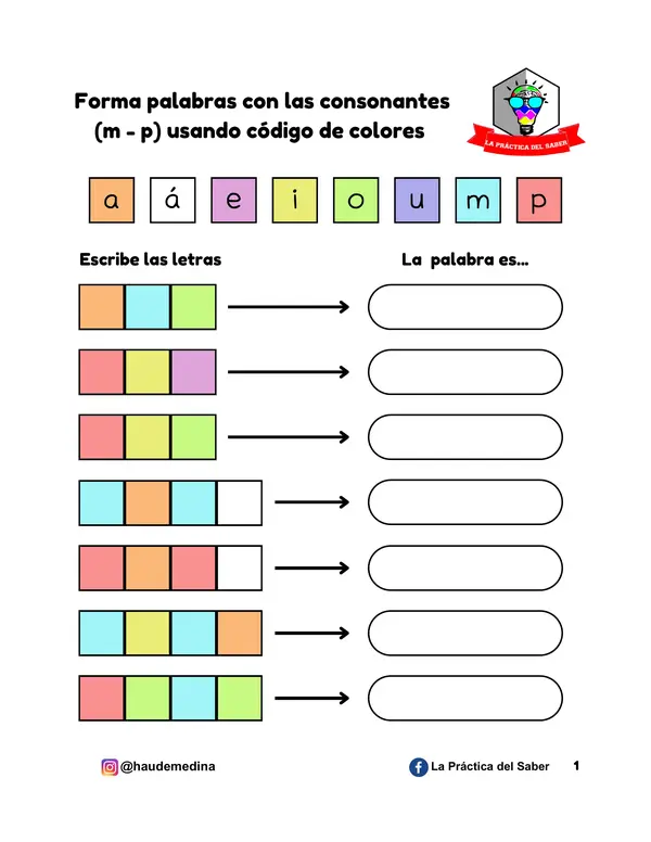 Forma Palabras con Código de Colores