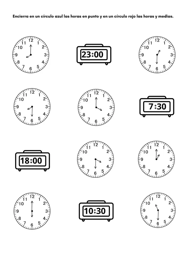 HORA EN PUNTO Y HORA Y MEDIA