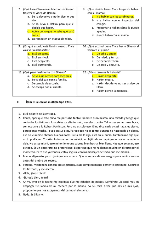 Evaluación Plan Lector "Vibraciones"