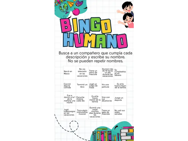 Bingo Humano - Primer día de clases