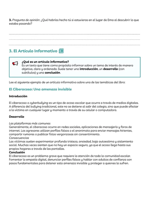 Ficha de lectura "Un secreto en mi colegio"