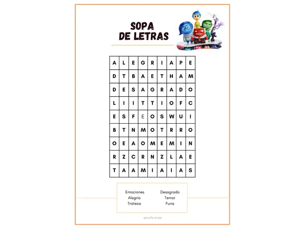 SOPA DE LETRAS - INTENSAMENTE