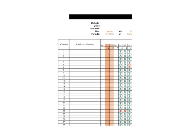 Excel para asistencia