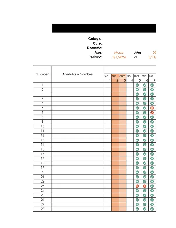 Excel para asistencia