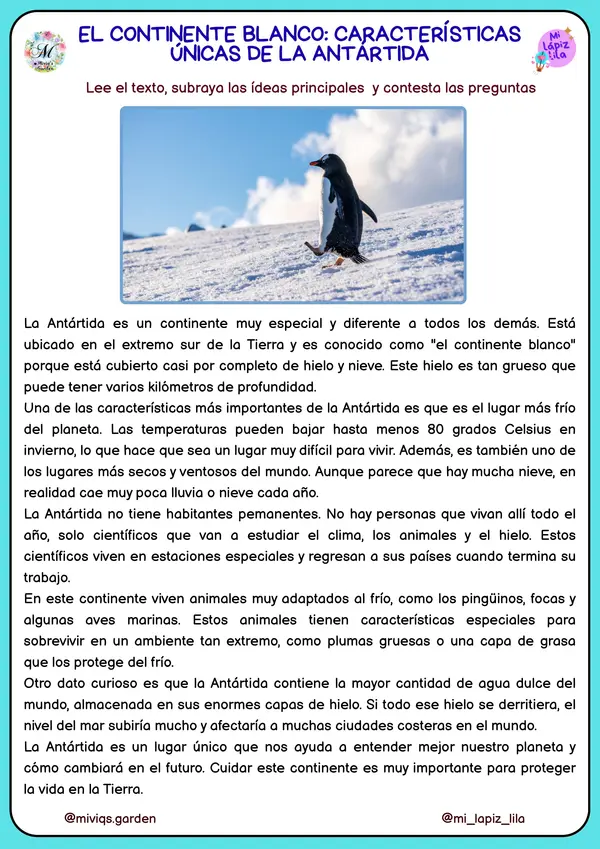 Curiosidades de Antártida (28 Textos Informativos)