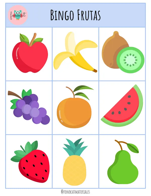 Bingo frutas y verduras