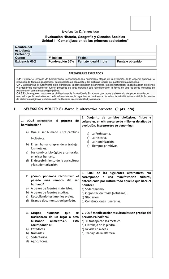 "Evaluación Primeras Sociedades"