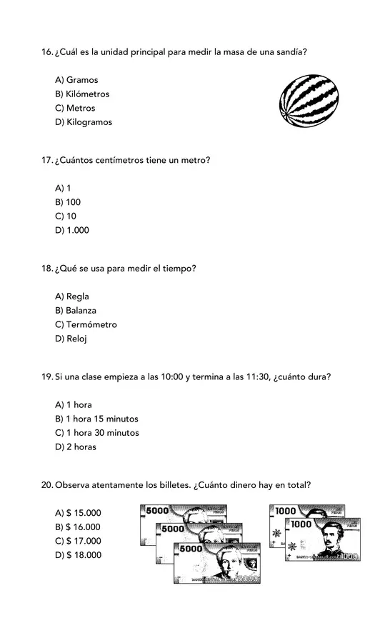 3° Ensayo SIMCE Matemáticas Cuarto Básico