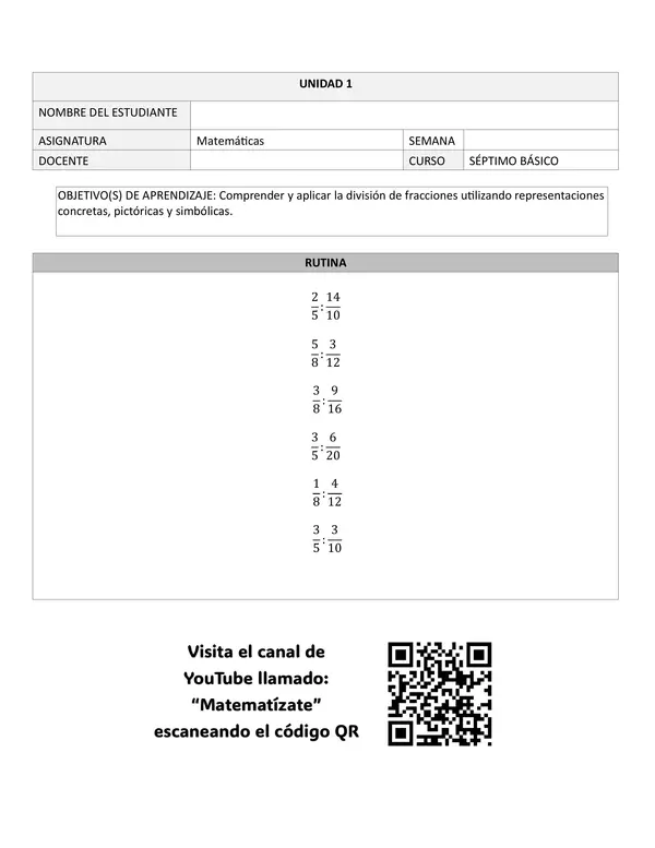 División de fracciones: Concreto, pictórico y simbólico