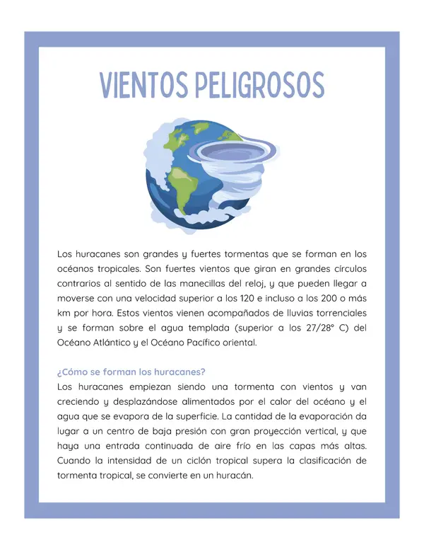 Comprensión lectora: Artículo informativo - Vientos peligrosos