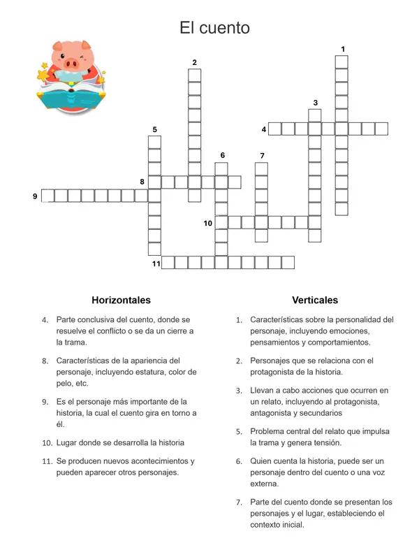 Crucigrama sobre el cuento
