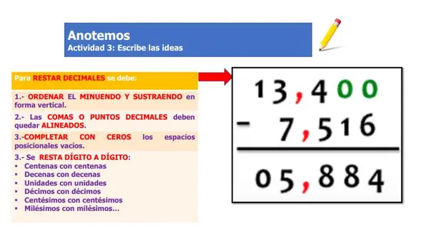 Operaciones con Decimales: Suma y Resta – Material Didáctico