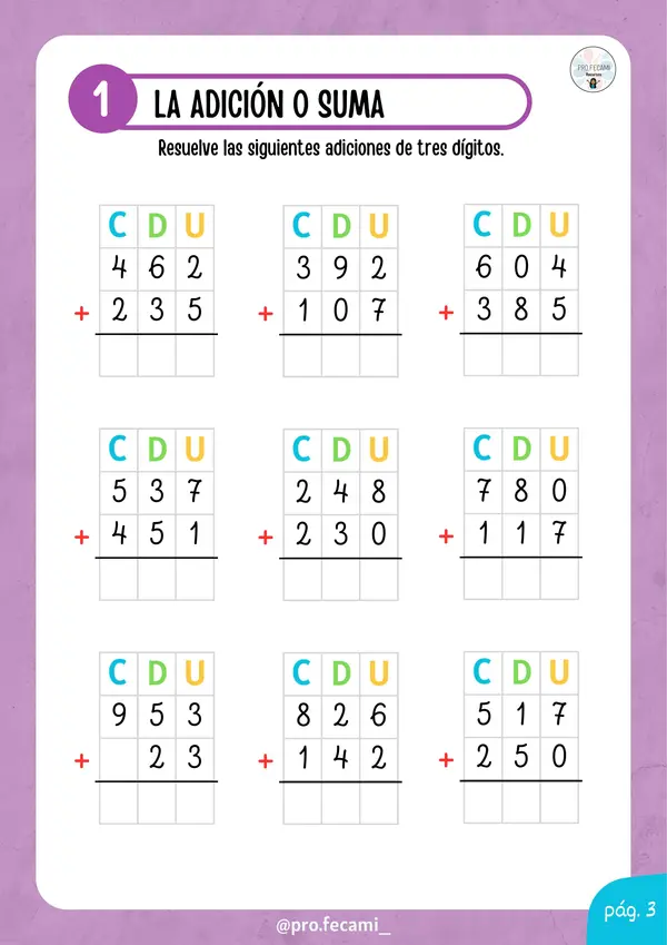 Cuadernillo de sumas y restas 2° básico