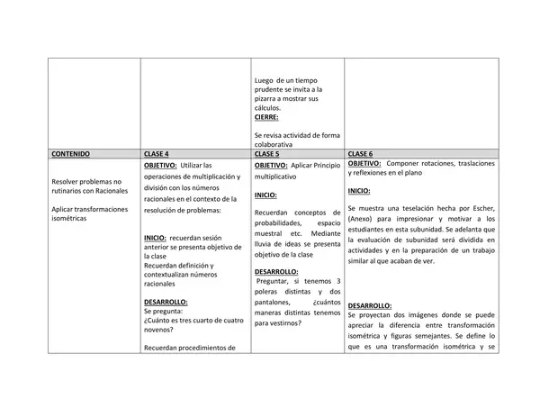 Planificación Clase a Clase: Diciembre | Matemática 8° Básico