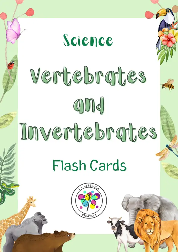 Flash Cards Vertebrates Invertebrates Animals Science Color No Prep