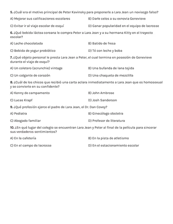 Evaluación Película "A todos los chicos de los que me enamoré"