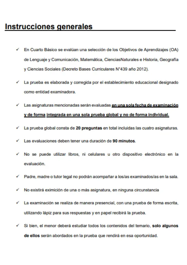 Ensayo examen libre 4to Básico 2026