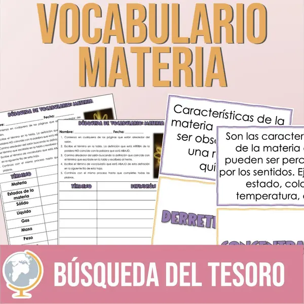 Vocabulario Materia Búsqueda del Tesoro