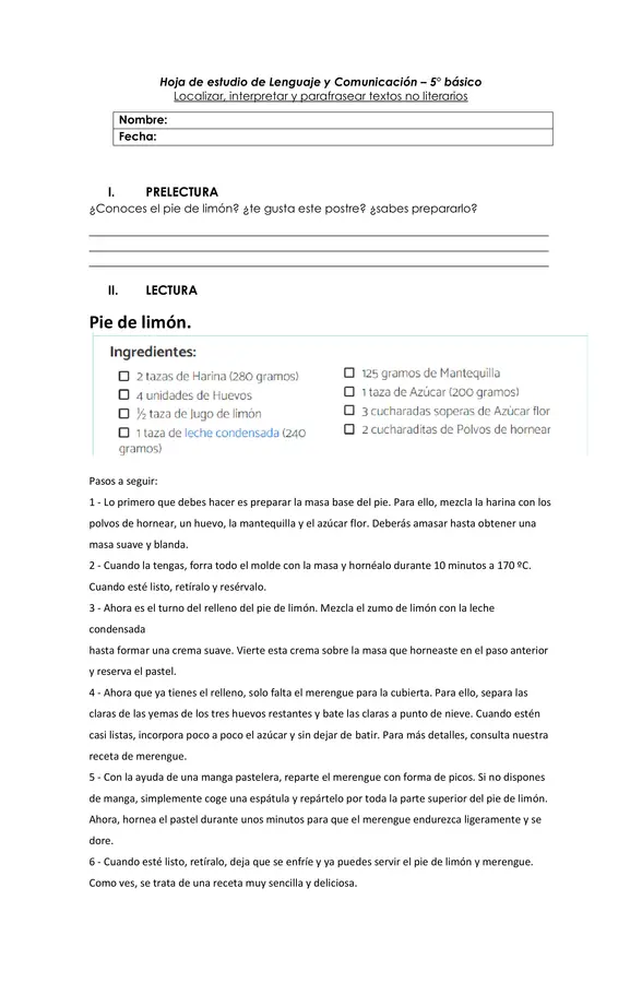 Guía: Localizar, interpretar, parafrasear textos no literarios