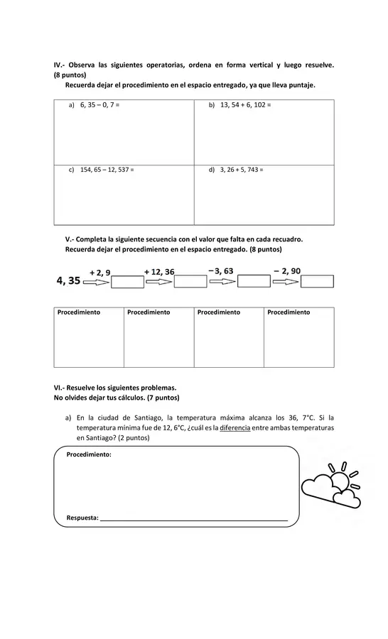 Prueba suma y resta decimales