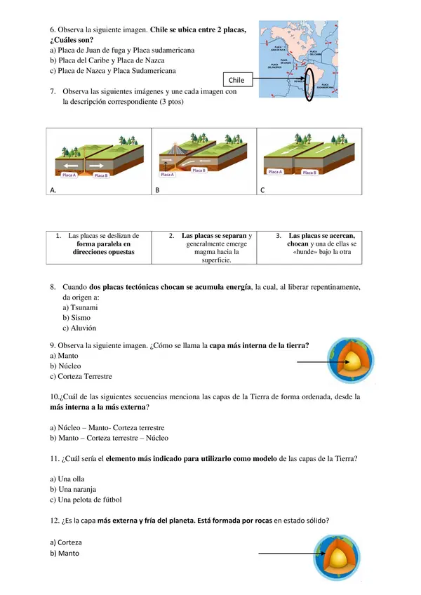 Evaluación Capas de la tierra" 4° básico