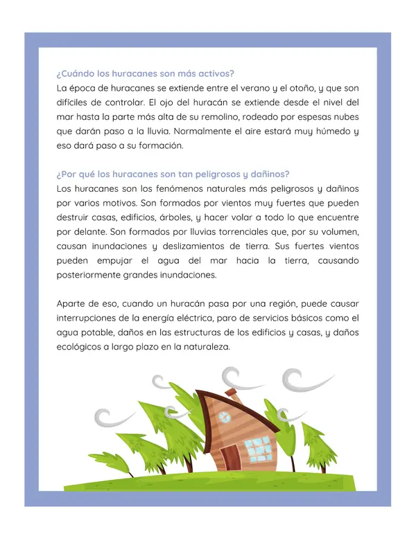 Comprensión lectora: Artículo informativo - Vientos peligrosos