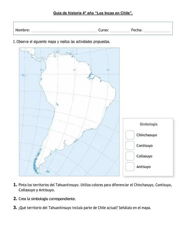 Guía de historia 4° año "Incas en Chile"