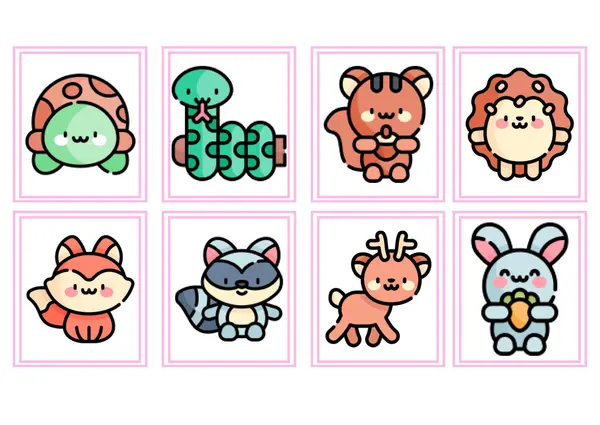 Memorice de animales Kawai