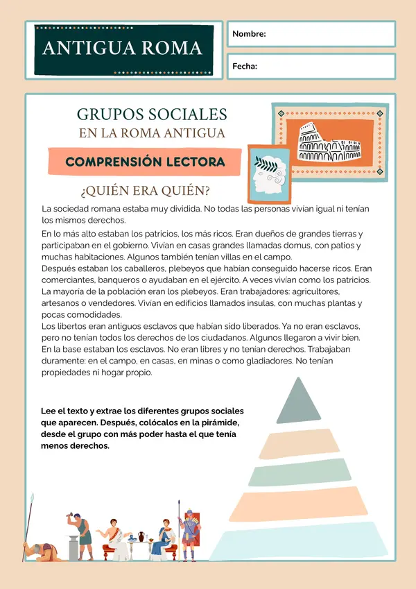 Guía de ejercicios sobre la organización social de la Antigua Roma