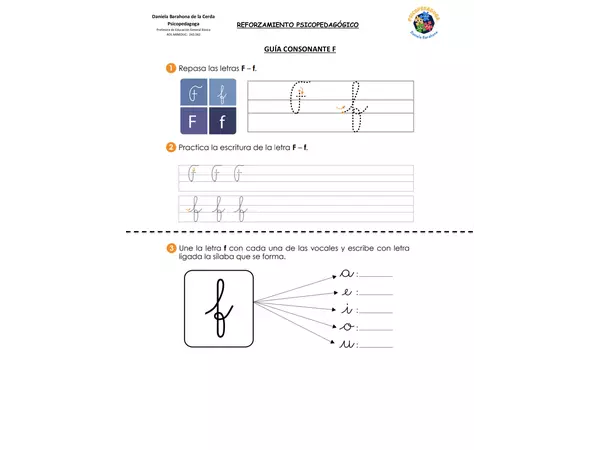 GUÍA DE TRABAJO LETRA F"
