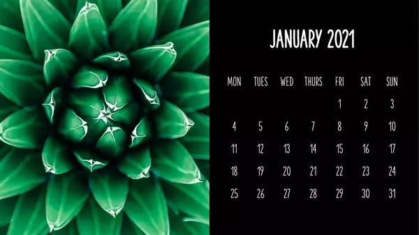 Monthly calendar with plants