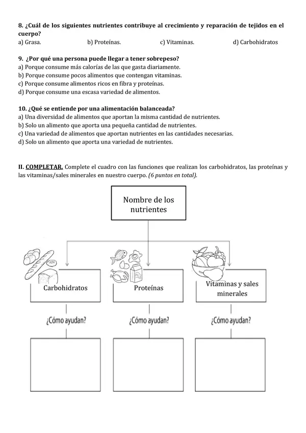 PRUEBA DE ALIMENTACIÓN SALUDABLE (3° básico ciencias naturales)