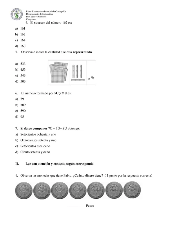 Evaluación sumativa  3° básico