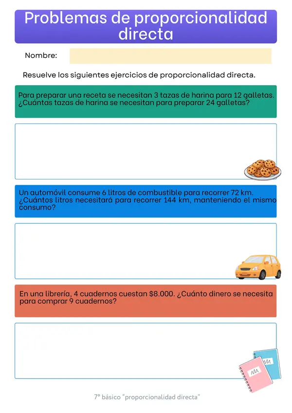 7° Problemas de proporcionalidad directa 