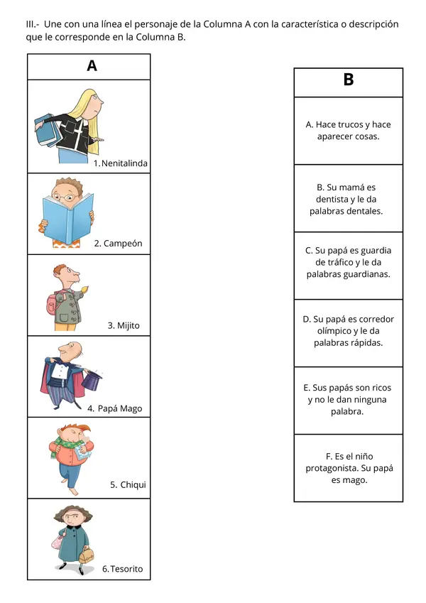  Evaluación Plan Lector "Si tienes un papá mago..." 