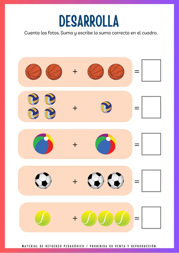 Sumas para preescolar 