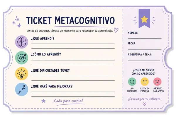 Metacognitivo: Recurso de reflexión y autoevaluación para el aula