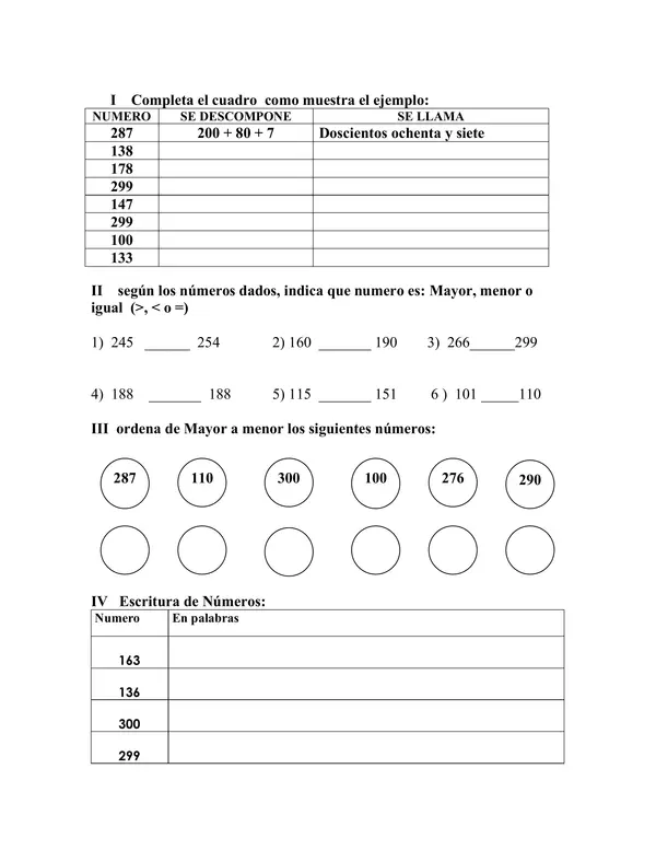 Ejercicios de matemática 2 y 3 básico