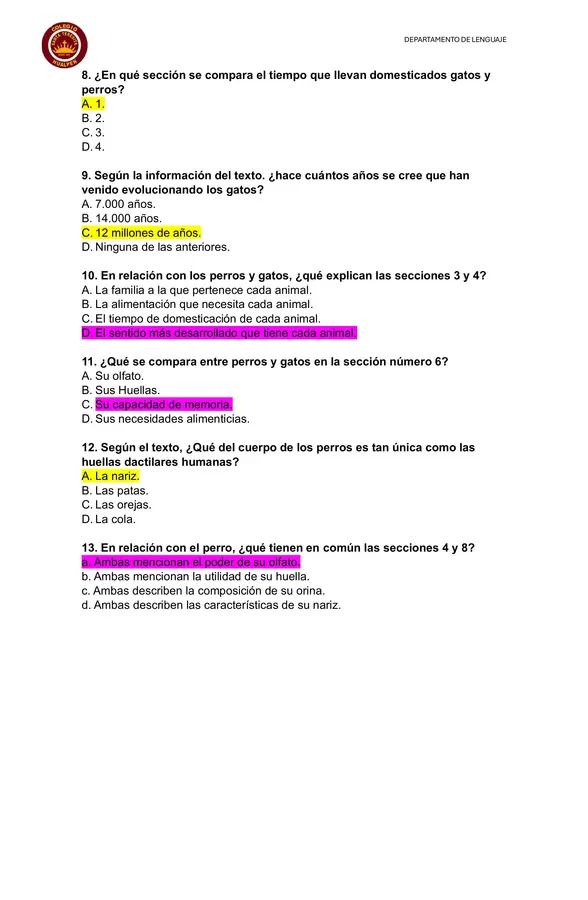 Guía de comprensión de 6° 
