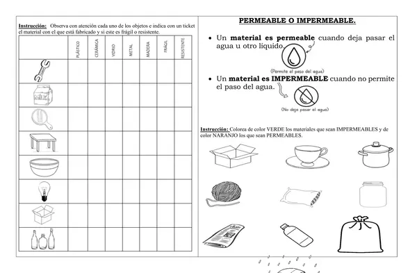 🌱 Guía de Ciencias Naturales – Propiedades de los Materiales (1° Básico)