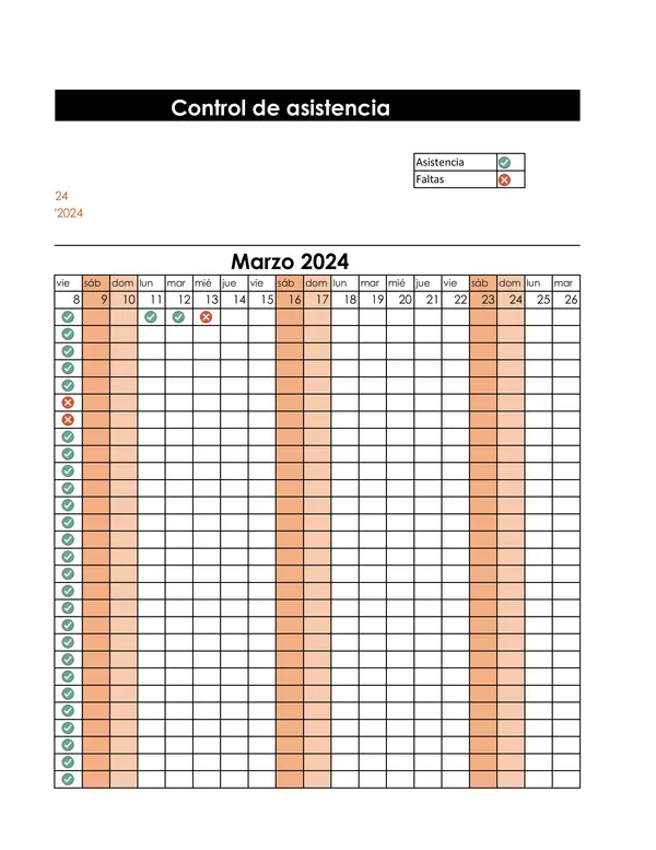 Excel para asistencia