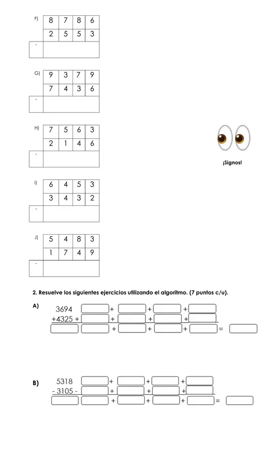 Evaluación de Matemáticas 4to básico